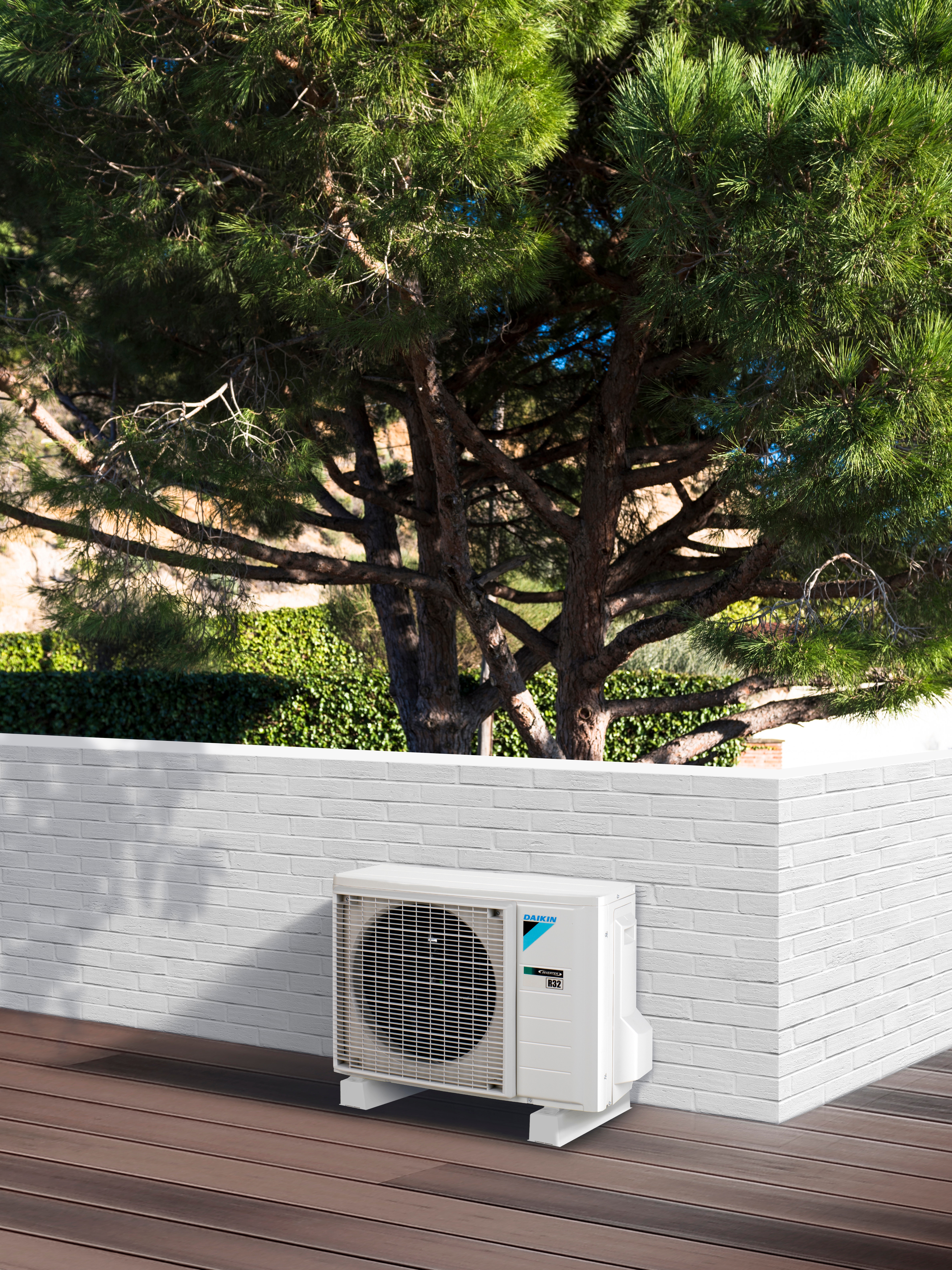 Climate solution outdoor unit standing on terrace
